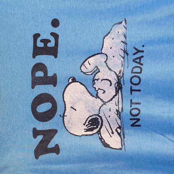 Snoopy- Nope. Not Today with BONUS socks Blue Cotton Blend Tshirt Unisex Size M - Picture 3 of 8